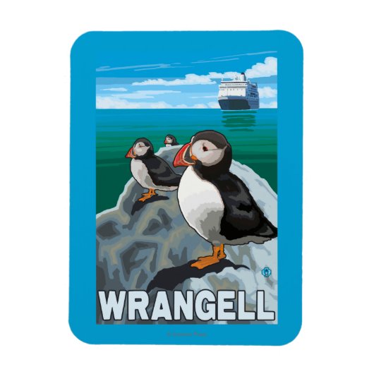 Magnet Flexible Puffins & Cruise Ship - Wrangell, Alaska (Vertical)