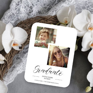 Magnet Flexible Puis & maintenant Graduation Deux Photos Personnal