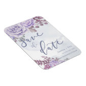 Magnet Flexible Purple Aquarelle Floral Script Enregistrer La Date (Côté Droit)