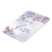 Magnet Flexible Purple Aquarelle Floral Script Enregistrer La Date (Côté Gauche)