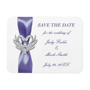 Magnet Flexible Purple Blue Silver Swans Enregistrer l'aimant Date