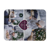 Magnet Flexible Purple Buffalo Plaid Heart Photo Joyeux Noël (Horizontal)