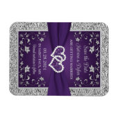 Magnet Flexible Purple, Grey Love Coeurs Mariage Enregistrer la da (Horizontal)