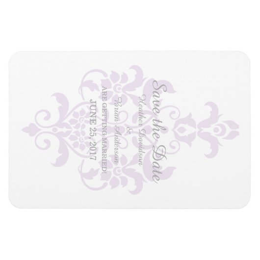 Magnet Flexible Purple Subtle Damask Enregistrer la date Flexi Mag (Horizontal)