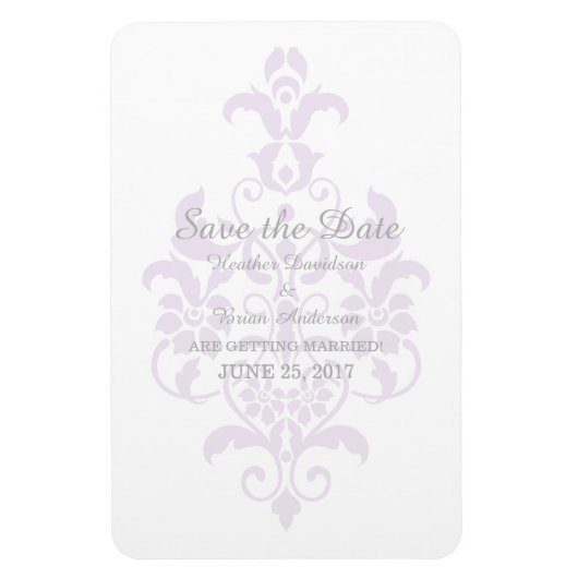 Magnet Flexible Purple Subtle Damask Enregistrer la date Flexi Mag (Vertical)