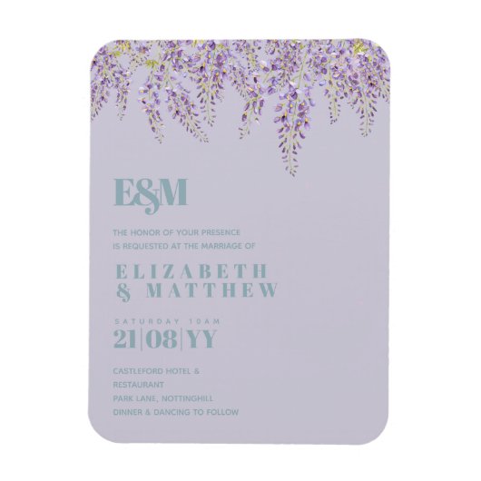 Magnet Flexible Purple Wisteria Sage Floral Garden Mariage (Vertical)