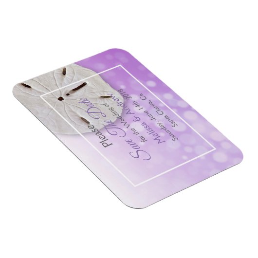 Magnet Flexible Purplel Sand Dollar Mariage Enregistrer la date ai (Côté Droit)