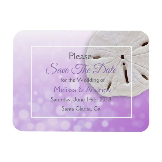 Magnet Flexible Purplel Sand Dollar Mariage Enregistrer la date ai (Horizontal)