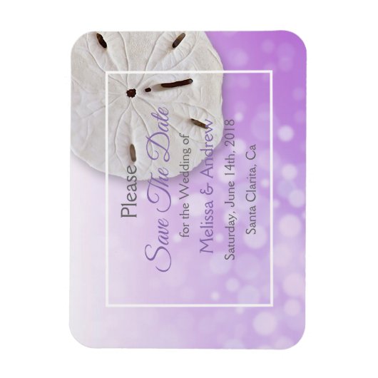 Magnet Flexible Purplel Sand Dollar Mariage Enregistrer la date ai (Vertical)