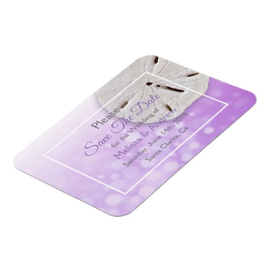 Magnet Flexible Purplel Sand Dollar Mariage Enregistrer la date ai (Côté Gauche)