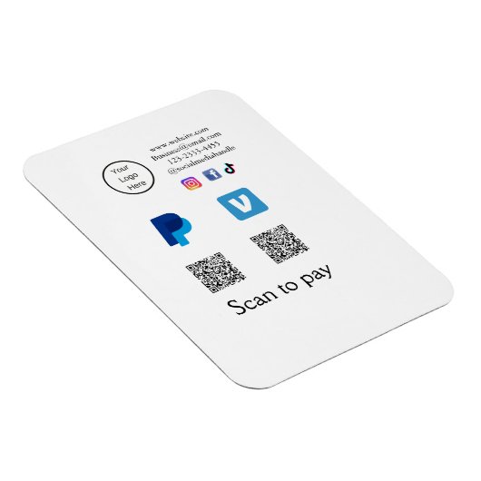 Magnet Flexible Q R code PayPal venmo scanner payer ajouter médias (Côté Droit)