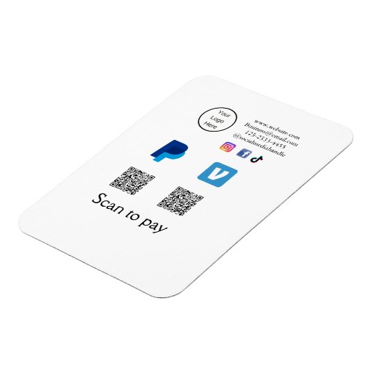 Magnet Flexible Q R code PayPal venmo scanner payer ajouter médias (Côté Gauche)