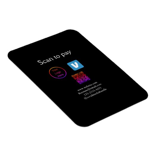 Magnet Flexible Q R code venmo scanner pour payer ajouter le logo  (Côté Droit)