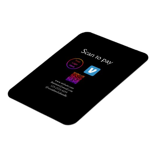 Magnet Flexible Q R code venmo scanner pour payer ajouter le logo  (Côté Gauche)