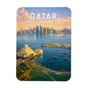 Magnet Flexible Qatar Illustration Voyage Art Rétro