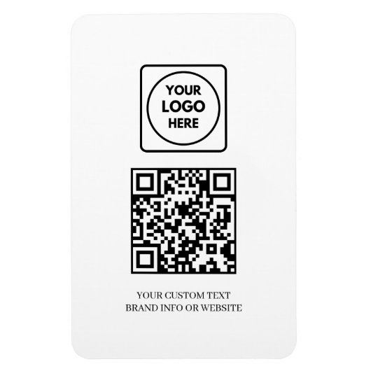 Magnet Flexible QR code blanc | Logo d'entreprise simple et profes (Vertical)