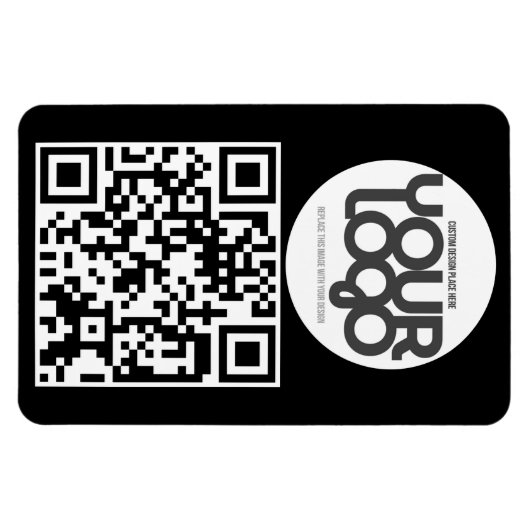 Magnet Flexible QR Code Customizable Modern Black Business Card (Horizontal)