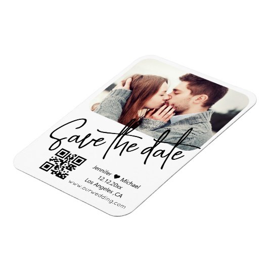 Magnet Flexible qr code moderne blanc photo mariage enregistrer la (Côté Gauche)