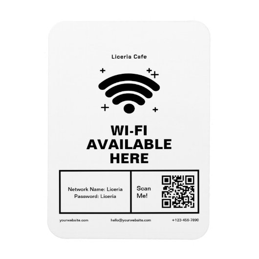 Magnet Flexible Qr Code Nom commercial Minimal wifi Détails (Vertical)