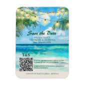 Magnet Flexible QR Code Tropical Beach Enregistrer La Date Destina (Vertical)