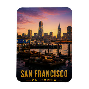 Magnet Flexible Quais de San Francisco 39 Lions de mer Côtiers cal