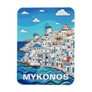 Magnet Flexible Quatre moulins à vent à Mykonos Grèce Cyclades Voy