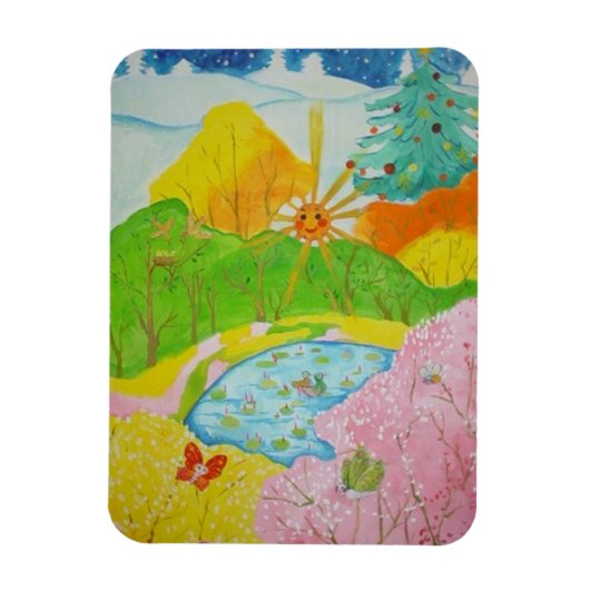 Magnet Flexible quatre saisons heureuses (Vertical)