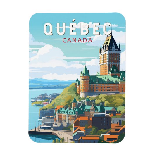 Magnet Flexible Québec Canada Travel Art Vintage (Vertical)