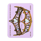 Magnet Flexible Queen Hearts Gold Crown Tiara texte lilas rose (Vertical)