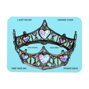 Magnet Flexible Queen Hearts Gold Crown Tiara turquoise aqua bleu 