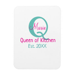 Magnet Flexible Queen of cuisine monogramme vert rose simple minim