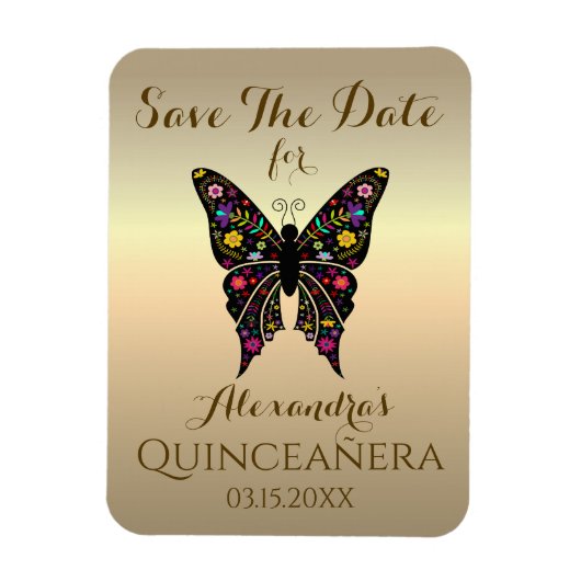 Magnet Flexible Quinceanera Enregistrer La Date 15e Anniversaire P (Vertical)