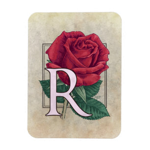 Magnet Flexible R pour le monogramme de fleur de roses
