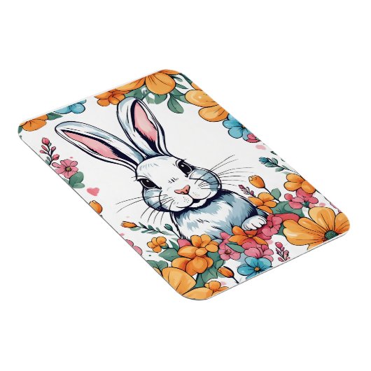 Magnet Flexible Rabbit surrounded by flowers (Côté Droit)
