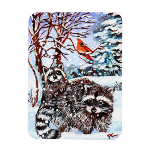 Magnet Flexible Raccoons dans la neige