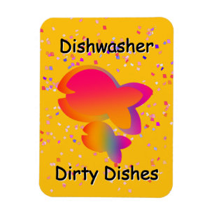 Magnet Flexible Rainbow Fish DISHWASHER Dirty Plats Jaune