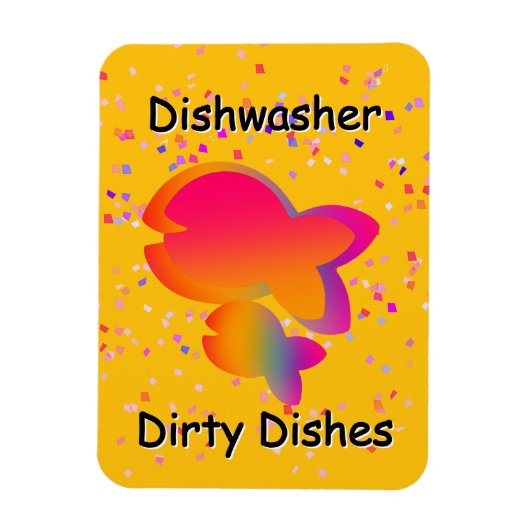 Magnet Flexible Rainbow Fish DISHWASHER Dirty Plats Jaune (Vertical)