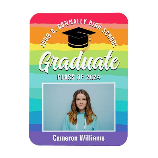 Magnet Flexible Rainbow Graduate Photo LGBTQ Graduate (Vertical)