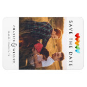 Magnet Flexible Rainbow Hearts sauvez la date avec la photo (Horizontal)