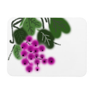Magnet Flexible raisins violets et feuilles vertes