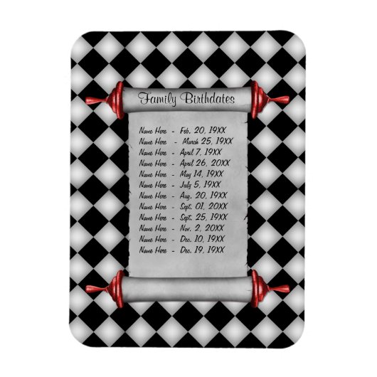 Magnet Flexible Rappel d'anniversaire de la famille magnétique - P (Vertical)