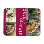 Magnet Flexible Raspberry Pink Enregistrer la date Mariage 3 Photo (Horizontal)