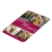 Magnet Flexible Raspberry Pink Enregistrer la date Mariage 3 Photo (Côté Gauche)