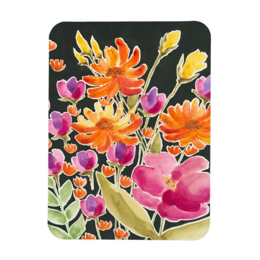Magnet Flexible Rassemblement splendide - Fleurs roses et orange (Vertical)
