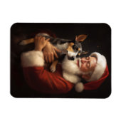Magnet Flexible Rat Terrier Avec Noël Festif Du Père Noël (Horizontal)