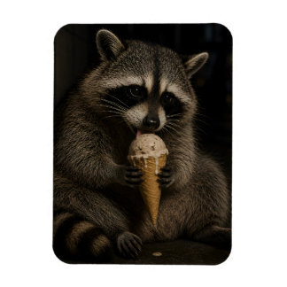 Magnet Flexible Raton laveur drôle mangeant de la glace
