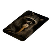 Magnet Flexible Raton laveur drôle mangeant de la glace (Côté Gauche)