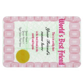 Magnet Flexible Réalisez un certificat du meilleur ami du monde (Horizontal)