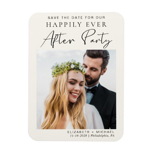 Magnet Flexible Réception Mariage Photo Cream Enregistrer La Date (Vertical)