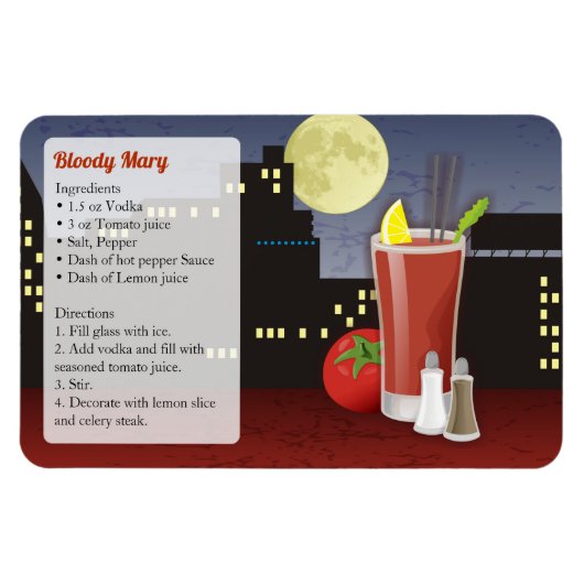 Magnet Flexible Recette Cocktail Bloody Mary (Horizontal)